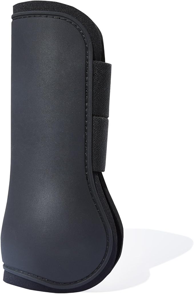 HORZE Adepto Open Front Tendon Boots | Durable Shell with Neoprene Lining - Black - Warmblood