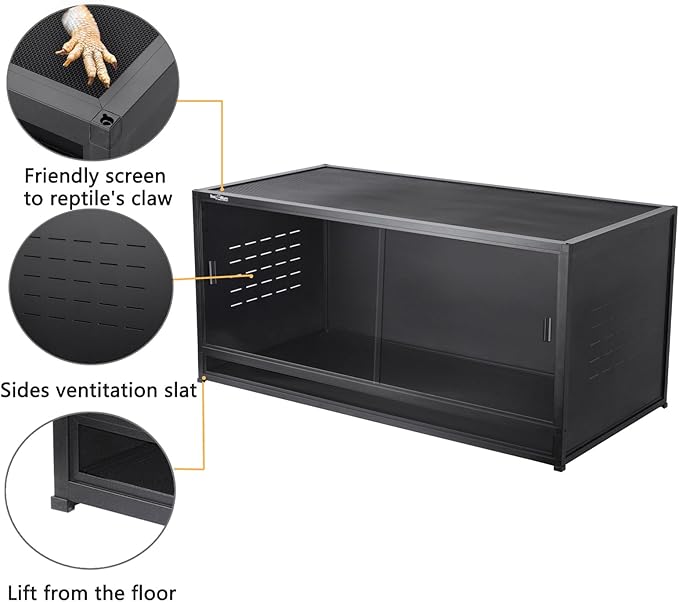 Reptile Enclosure Stand Bundle: Elevate Your Habitat - Includes Stand and Extra Enclosure for a Complete Elevated Setup 48 inches Width(Black)
