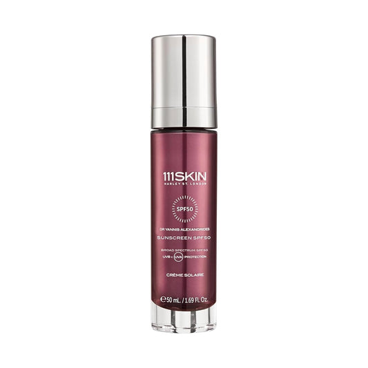 111SKIN Sunscreen SPF 50, Mineral Face and Non Greasy Sunscreen for Daily Use, Broad-Spectrum UVA/UVB and Blue Light Protection, Niacinamide and Polyglutamic Acid, 50 ml