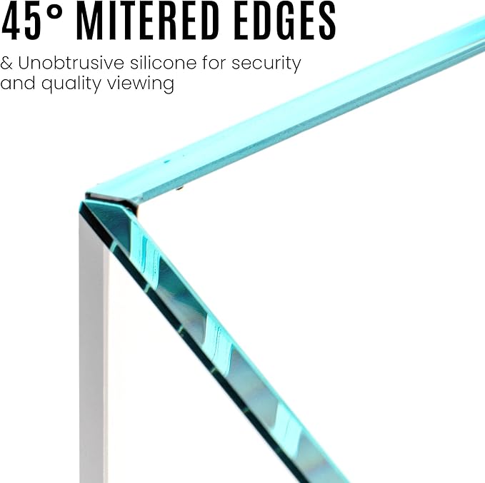 Ultum Nature Systems Ultra Clear Rimless Aquarium - Low Iron Glass Fish Tank with 45° Mitered Edges, 5mm-12mm Thick, Leveling Mat Included (25C, Cube, 4 Gallon)