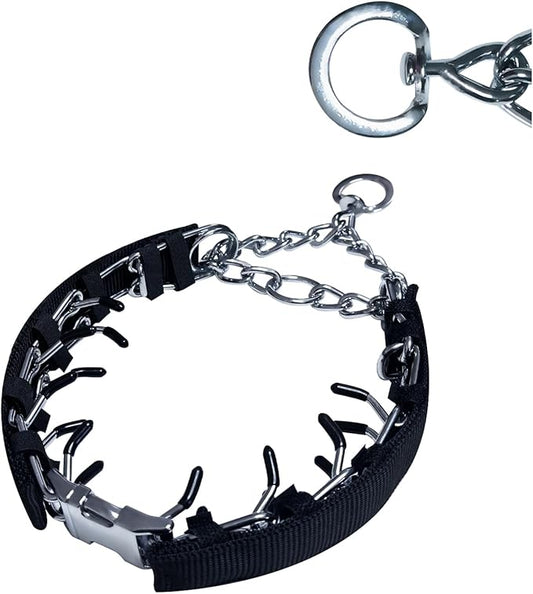 Prong Training Collar for Dogs, Rotating Ring Welding, Adjustable Dog Training Pinch Collar with Quick Release Buckle, for Small Medium Large Dogs