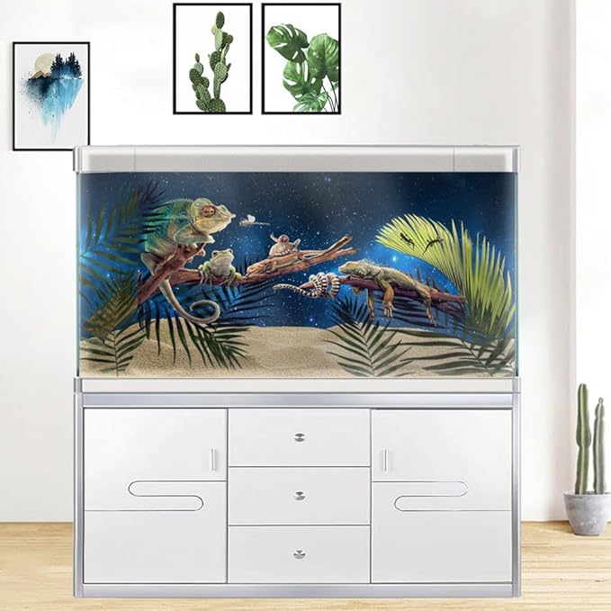 72X18IN Starry Aquarium Background, Art Starry Fish Tank Decorations Background, with 8 EVA Double-Sided Tape