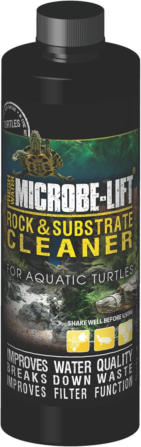 MICROBE-LIFT Rock and Substrate Cleaner for Aquatic Turtle Aquarium Environments, Clarifies Tank Water, Degrades Fecal Matter, 4 Fl Oz