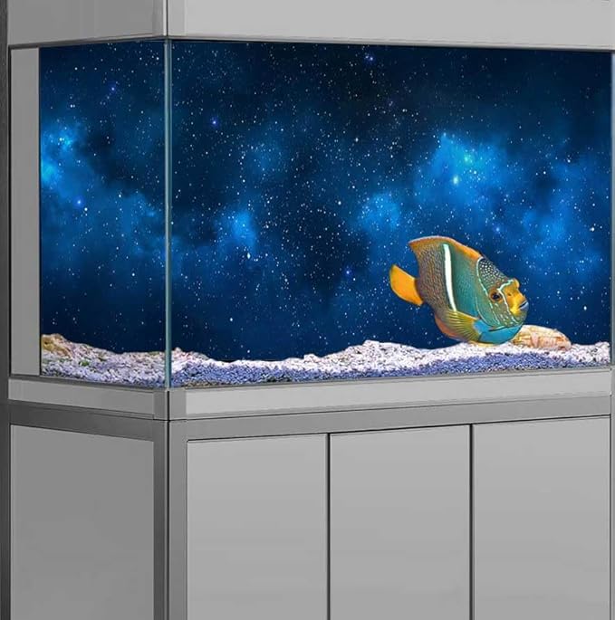 36X24IN Starry Aquarium Background, Art Starry Fish Tank Decorations Background, with 8 EVA Double-Sided Tape