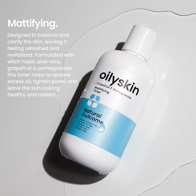 Natural Outcome Oily Skin Face Toner | Purifying Astringent Facial Toner | Naturally Keeps Skin Matte & Shine Free | Minimizes Appearance of Pores While Keeping Skin Hydrated with Aloe Vera | 8 oz