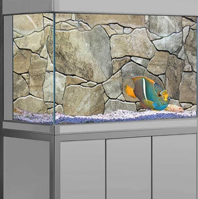 60X24IN Marble Aquarium Background, Art Marble Aquarium Background, Natural Marble Glass Terrarium Background with 8 EVA Double-Sided Tape