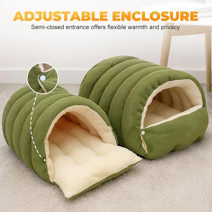 CutyPet Winter Cave,Warmth Cozy Comfort Plush Pet Cave,Cute Cozy Safe Hideaway Cat Bed with Removable Cushion,Warm Soft Removable Washable for Cats and Dogs (Purple, M：17.71 * 11.81 * 7.48 in)