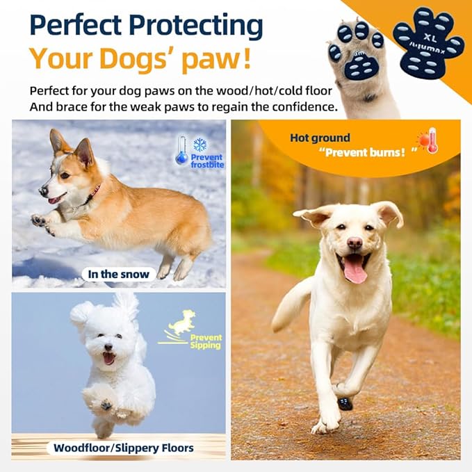Dog Paw Protector Gripper Traction Pads,Dog Paw Covers,Foot Stickers in Summer Hot/Winter Cold Pavement,Dog Shoes Booties Socks Replacement,12 Sets (48 pcs) M Multicolor