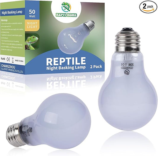 Reptile Heat Lamp 2 Pack 50W, Daylight Heat Bulb for Reptiles & Amphibians, Reptile Heat Light for Bearded Dragon, Lizard, Turtle