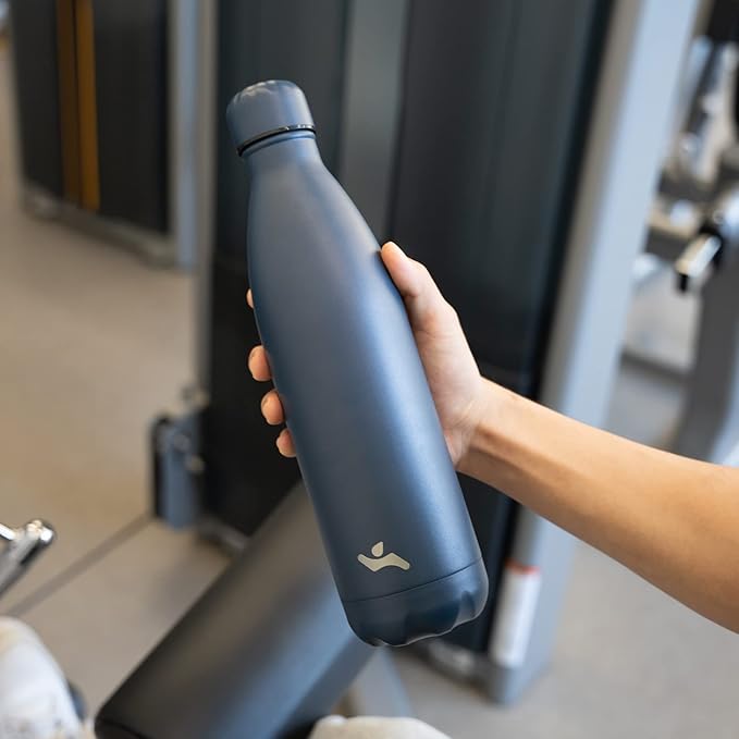 Insulated Water Bottles,17 oz Double Wall Stainless Steel Vacumm Metal Flask for Sports Travel,Navy Blue