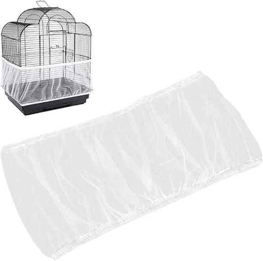 Universal Bird Cage Seed Catcher,Seed Catcher Guard Net Cover,Parrot Nylon Mesh Net Cover,Soft Airy Cage Net Stretchy Skirt for Round Square Cage