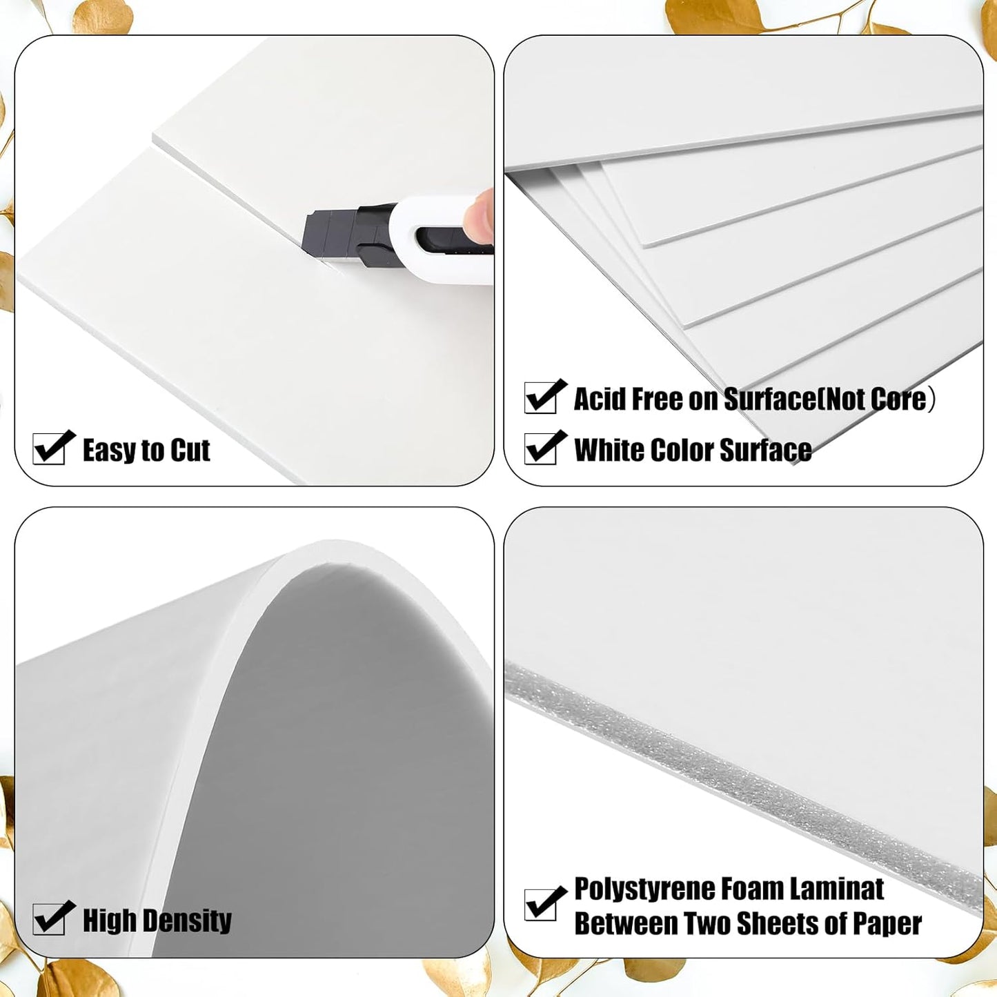 Frienda 100 Pack Foam Boards 1/8 Inch Thickness Foam Poster Boards Core Backing Board for Projects Presentation Board for School Crafts Office Art Projects(8x10x0.125 Inches,White)