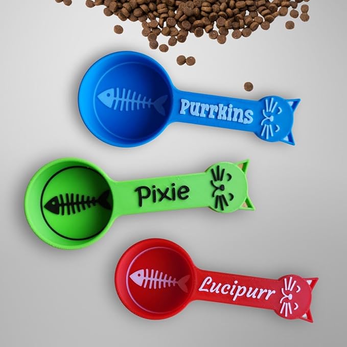 Personalized Cat Food Scoop, Cat Food Measuring Cup with Name, Kibble Scoop (1 oz - 1/8 cup)