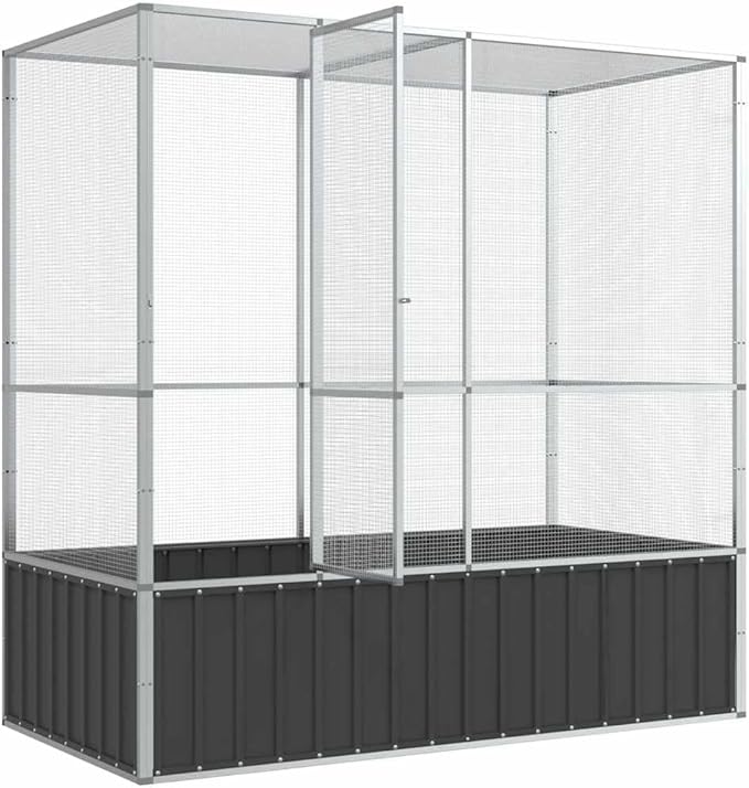 Steel Aviary, Large Bird Cage with Lockable Door, Aviary Spacious and Versatile Cage Ideal for Parakeets, Parrots, Lovebirds, Cockatiels, Pigeons, 82.9"x42.1"x83.5",-272
