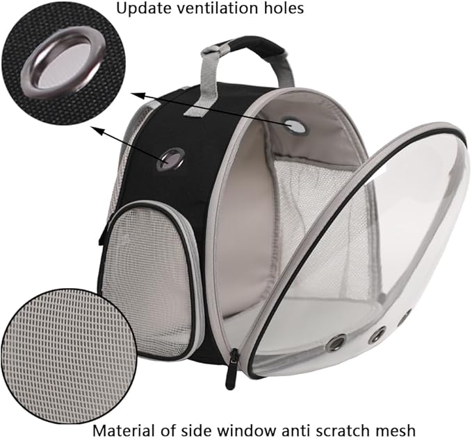 Portable Travel pet Backpack Carrier with Self Warming Pet Bed Set, Guinea Pig Carrier for 2,Reptile Travel Carrier for Lizards Sugar Glider Hedgehog Rat Parrot Birds Breathable Hangbag