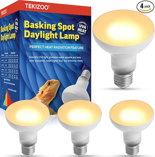 Reptile Heat Lamp Basking Spot Bulb UVA Daylight Light for Amphibian,Lizard,Tortoise,Bearded Dragon 75W (4 Pack)