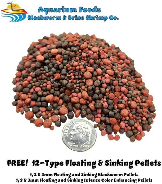 Aquatic Foods Inc. Red River Shrimp - Freeze-Dried 1/2" to 1&1/4" Red River Shrimp for Cichlids, Koi & Pond Fish, Aquatic Turtles, All Community Tropical Fish, Reptiles, Rodents…2.5oz Med Round Jar
