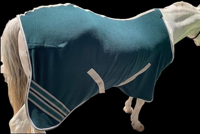 Majestic Ally Anti Pill Fleece Horse Blanket/Sheet with Silver Braided Rope (Hunter Green, 78)