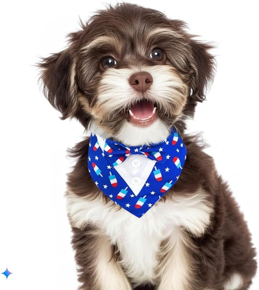 Dog Tuxedo, Adjustable Formal Wedding Outfit Bandana Dog Tux Collar with Bow Tie, Pet Birthday Valentines Outfit Cosplay(Medium)