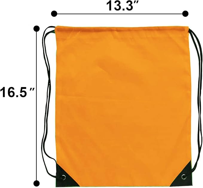 Drawstring Backpack Bulk 42 Pcs String Backpack Drawstring Bags Cinch Bag Sackpack for Men Women Gym (Orange)