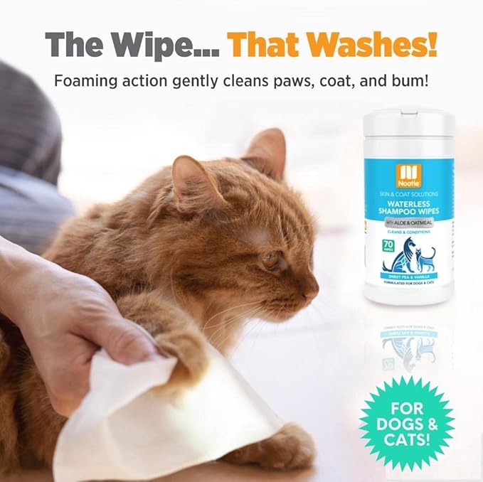 Nootie Waterless Shampoo Wipes for Dogs & Cats - Value Pack, 210 Count - Long Lasting Sweet Pea Vanilla Fragrance - Sold in Over 10,000 Vet Clinics and Pet Stores Worldwide, Made in USA