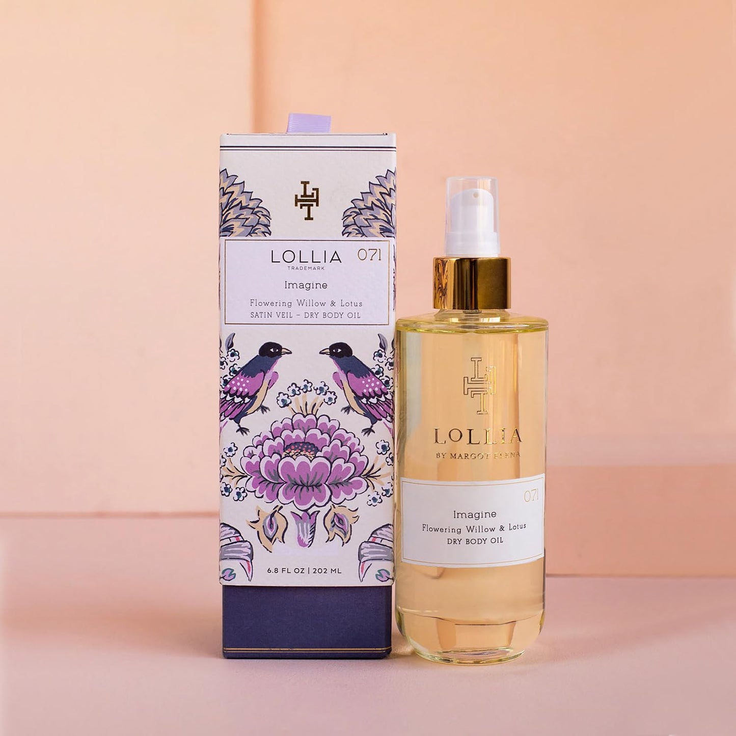 LOLLIA Imagine Dry Body Oil, 6.8 Fl. Oz. – Flowering Willow & Lotus – Women’s, Scented, Moisturizing, Dry Body Oil for Women, For All Skin Types