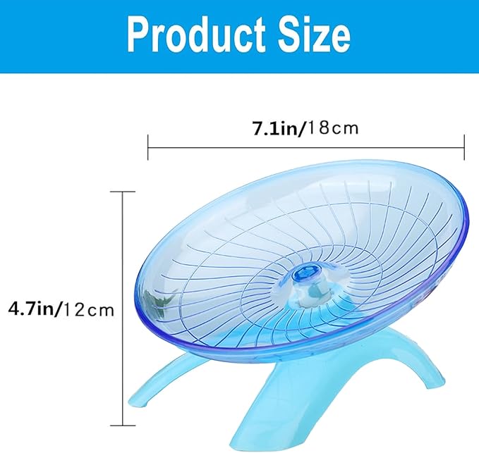 7 Inch Silent Hamster Wheel - UFO Exercise Wheel for Small Animals (Blue, Ultra Quiet & Safe)