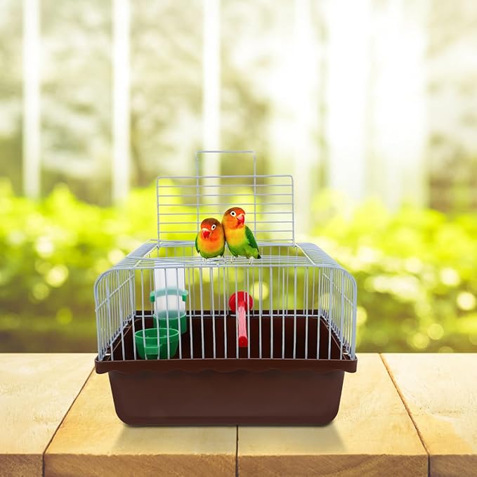 Bird Carrier Travel Cage Parrot Carrying Cage for Birds and Small Animals（Coffee）