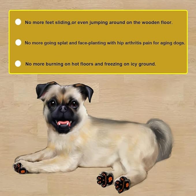 Dog Paw Pads Anti-Slip Grips,Dog Paw Protectors for Senior Dogs on Hot Pavement,Provides Traction to Keep Them from Slipping on Smooth Floors 12 sets-48 Pads Black XL