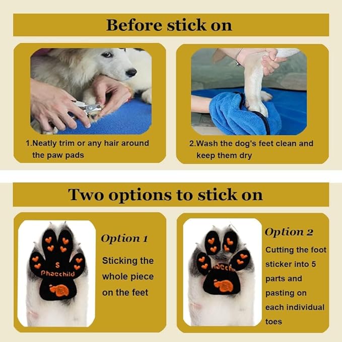 Dog Paw Pads Anti-Slip Grips,Dog Paw Protectors for Senior Dogs on Hot Pavement,Provides Traction to Keep Them from Slipping on Smooth Floors 12 sets-48 Pads Black M