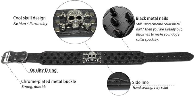 Serijoars Spiked Studded Dog Collar, PU Leather Dog Collar, Adjustable Pet Collars for Medium or Large Breed Pet (XL, Leopard2)
