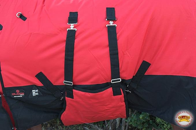 HILASON 1200D Winter Waterproof Poly Horse Turnout Blanket Belly Wrap Red | 80 in