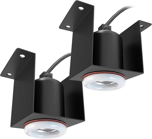 Reptile Ceramic Socket Heat Lamp Fixture, 2Pcs Terrarium Clamp Light Holder for Lizard, Gecko, Snake, Bearded Dragon, Dual On/Off Switch, 300W Max (Bulbs Not Included)