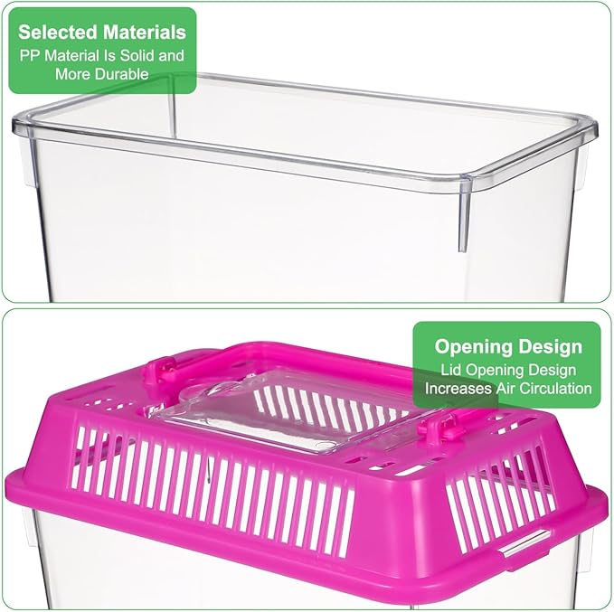 POPETPOP 4 Pcs Small Fish Tank: Plastic Goldfish Breeding Tank with Handle - Portable Mini Aquarium for Shrimp Turtle Shrimp Goldfish Tadpole (Random Color)