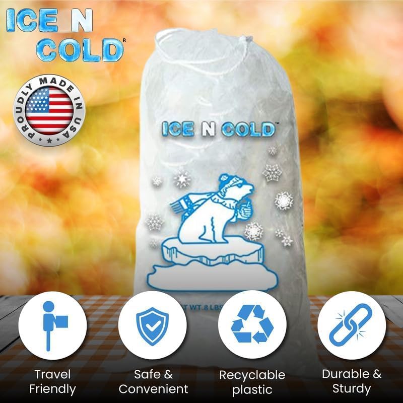 Ice Bags with Drawstring Closure | 20lb, 400ct/cs | 50 mic Thickness | Portable Storage and Freezer Keeper