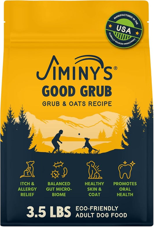 Jiminy's Good Grub Dry Dog Food, Hypoallergenic, Healthy Skin and Coat, Improved Oral Health, Made in USA, 3.5lb Bag (Pack of 1)