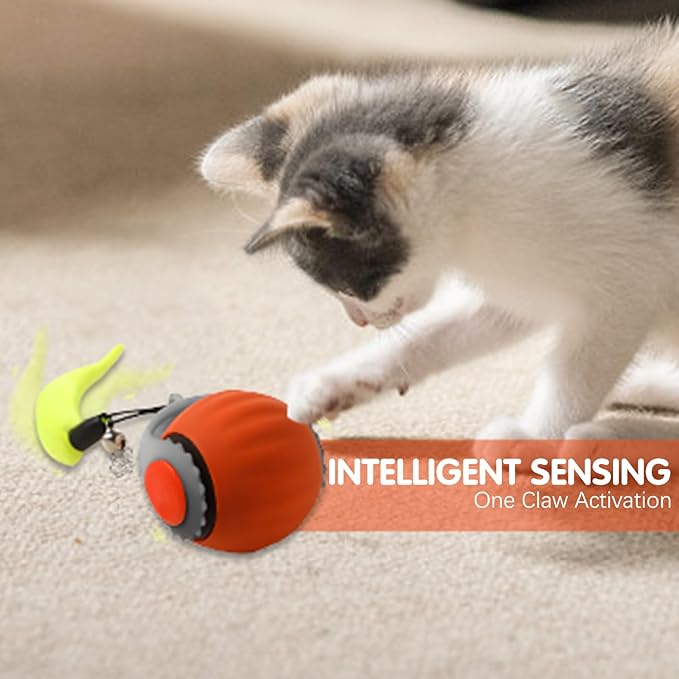 Speedy 3.0 Tail Upgrade Speedy 3.0 Tail Cat Toy,2025 New Turbo Smart Interactive Cat Ball for Indoor,Automatic Moving Smart Toys withTail Two Speed Adjustment (Blue+Orange, 2PC)