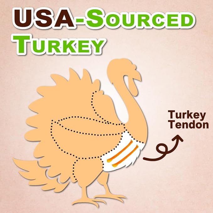 Afreschi Soft Turkey Tendon & Pumpkin Strip 3.5 oz, USA-Sourced Turkey Tendon, Dog Treats for Soft Series, All Natural Human Grade Dog Treat, Suitable for Training chew, Rawhide Alternative