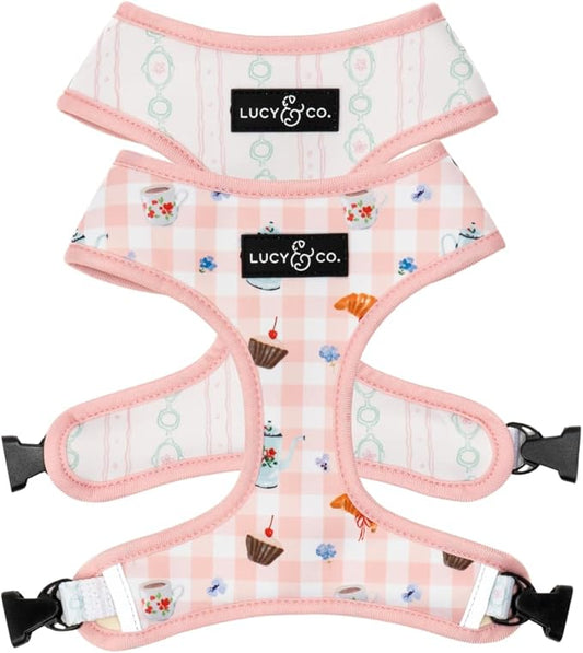 Lucy & Co. Sipping Slowly Reversible Dog Harness, Adjustable Comfort Fit with Dual Leash Attachments, Large