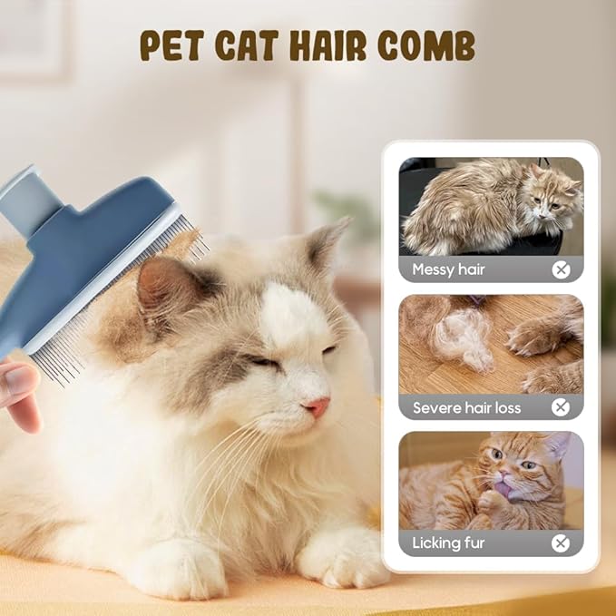 Pet Hair Removal Comb, 2025 New Flea Comb, Multifunctional Grooming Brush for Home Use, Portable Shedding Brush for Pet Owners (Green)