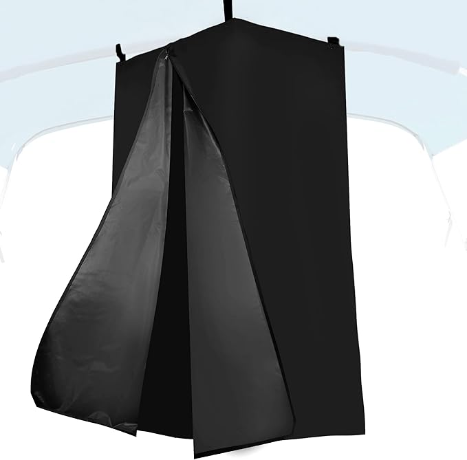 Privacy Tent for Boats, Heavy-Duty Hanging Changing Room for Pontoon Boats, Privacy Curtains for Pontoon Boats, Attaches to Bimini Top Poles (Black)