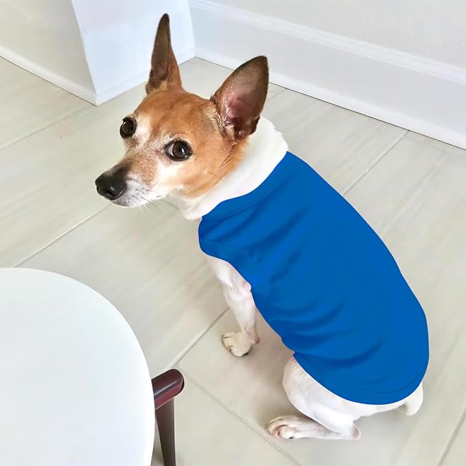 Custom Dog Shirt Pet T Shirts for Small Medium Large Dogs Customized Clothes with Image Logo Text Breathable Sleeveless Tank Top Personalized Outfits Puppy Apparel Blue, S