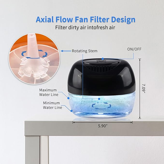 Purifier Air Washer, Air Fresher Aroma Diffuser for Home, Office, Air Purifier with Night Light (Black)