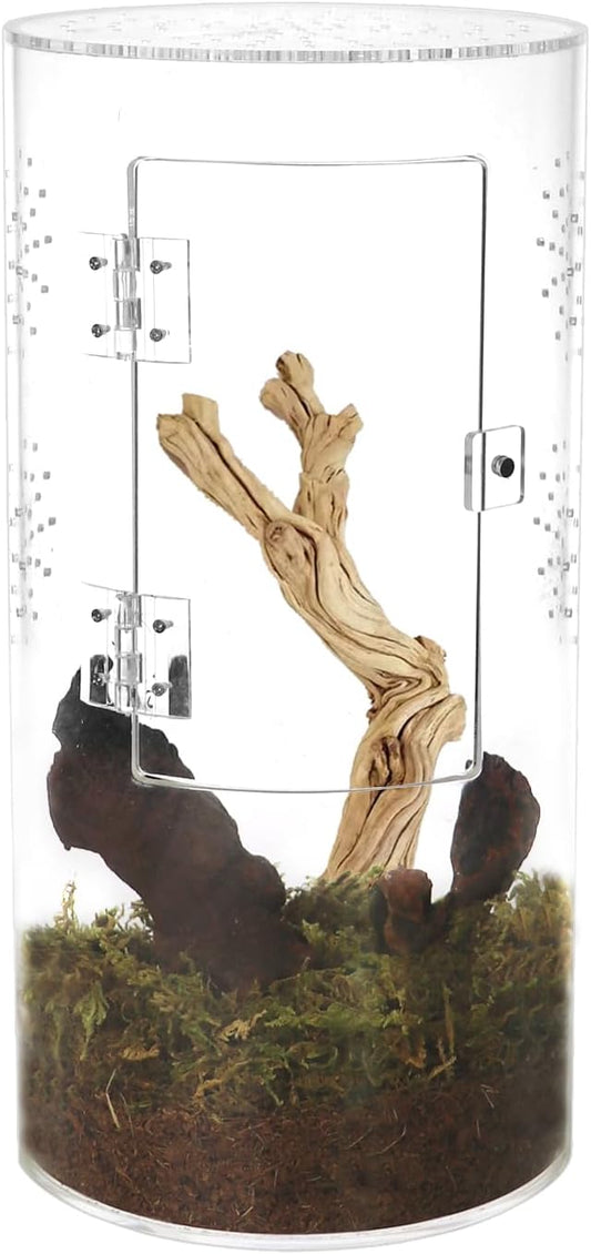 NANEEZOO Acrylic Tarantula Enclosure Jumping Spider Enclosure with Front Opening Door Micro Habitat Terrarium for Small Tree Dwelling Reptiles, Spiders & Invertebrates