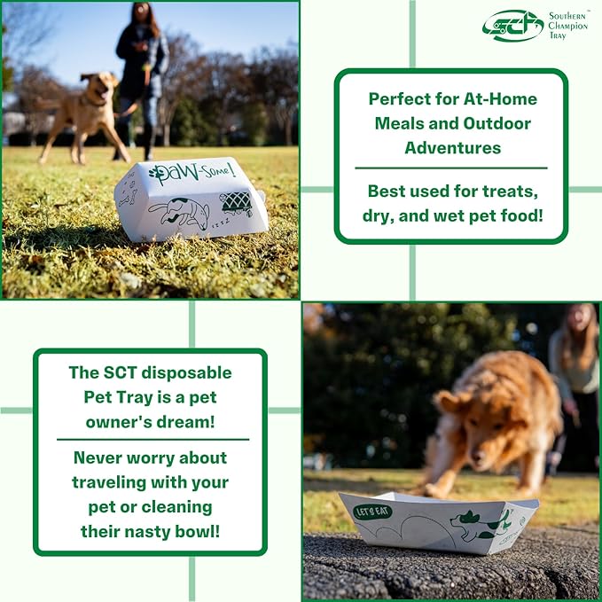 Southern Champion Tray, Large Disposable Pet Food Bowl, Tray, Purrfect for Feeding Cats and Dogs, Wet Food and Dry Food, Indoor and Outdoor, 2 Cups Capacity, 250 Count