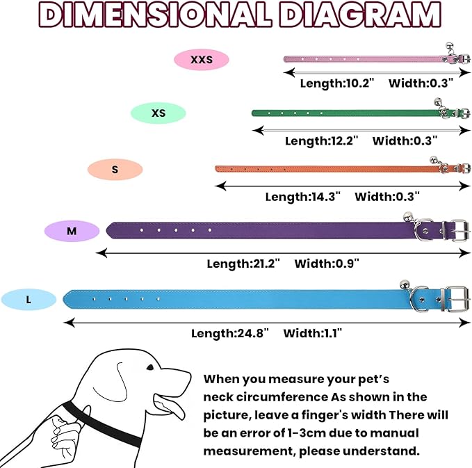 S Dog Collar for Small Dogs Adjustable Dog Collars Cat Collar for Small Medium Large Dogs 3/8 inch Width (HotPink, S)