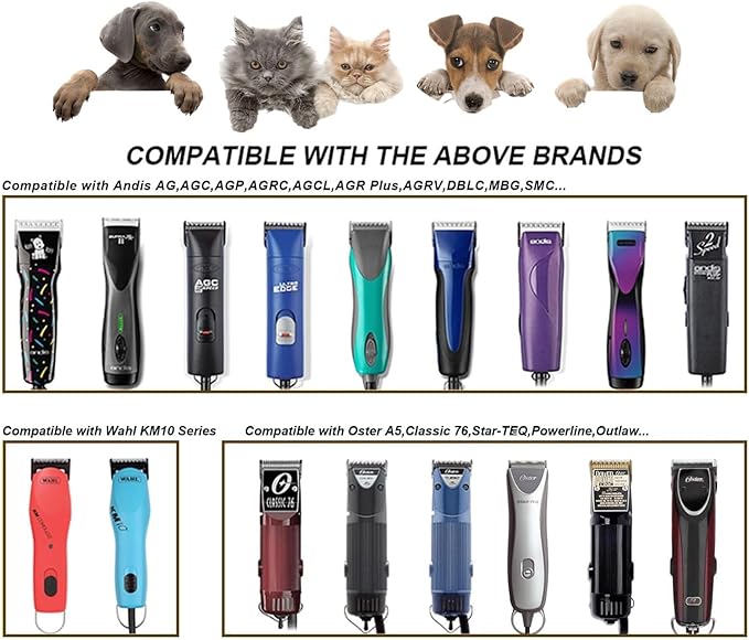 5PCS Wide Blade Dog Grooming Blades Compatible with Andis Dog Clipper,Dog Grooming Wide Blade compatiblewith Wahl km10 Clippers/Oster A5 Type Blade,for Animal Dog,Cat,Horse (30W+10W+7FW+5FW+4FW)