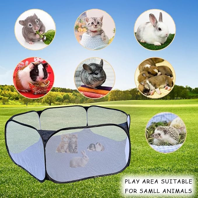 Small Animal Carrier Backpack and Playpen Outdoor Travel (Polarized Brown, Backpack+Playpen)