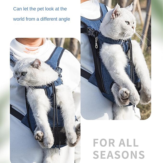 Portable Pet Carrier Backpack, Adjustable Pet Front Cat Dog Carrier Backpack Travel Bag for Small Medium Dogs Cats Puppies, Cat Backpack Carrier for Hiking Cycling (M, XL)