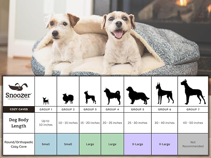 Snoozer Luxury Cozy Cave Dog Bed - Indoor Dog Bed with Cover Cave, Covered Calming Burrow for Small & Medium Sized Pets with Blanket Attached, Enclosed, Washable - Large, Anthracite